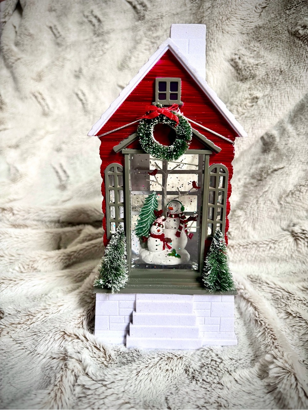 Raz Imports Battery Operated Light Up Snow Globe Christmas Tree Snow Man